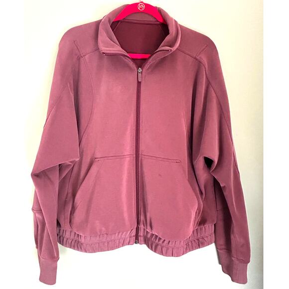 Lululemon Brushed Sofstream Funnel-Neck Zip Up Sweatshirt Red Wine Womens 14 - Picture 2 of 13